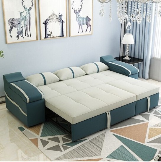 Modern Multifunction Furniture Living Room Fabric Pull Out Folding Sofa Bed