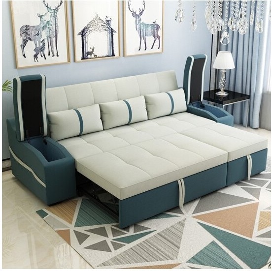 Modern Multifunction Furniture Living Room Fabric Pull Out Folding Sofa Bed