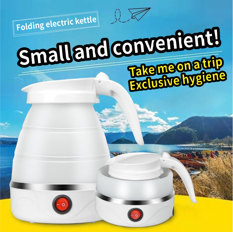 600ml Travelling Folding Kettle Electric Silicone Foldable Water Kettles Compression Leak Proof Portable Mini Kettle Household