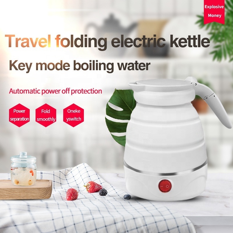 Portable stainless steel kitchen appliances silicone mini portable electric travel kettle folding commercial automatic water jug