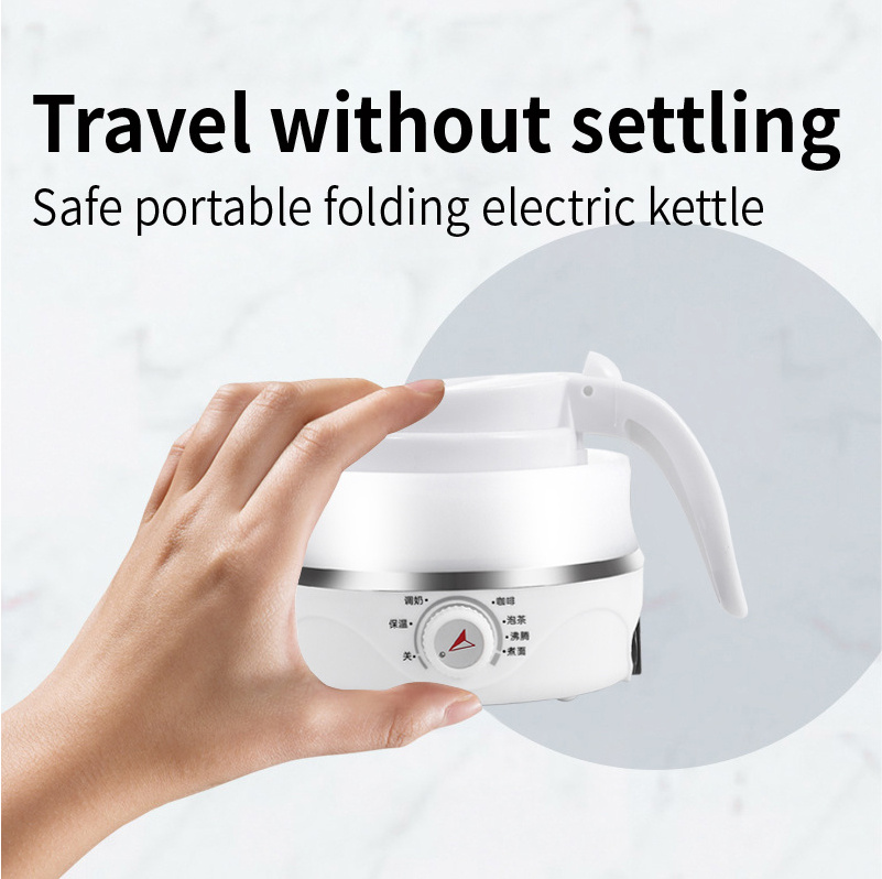 Factory direct sales travel folding camping portable electric kettle with silicone electric insulation collapsible tea kettle