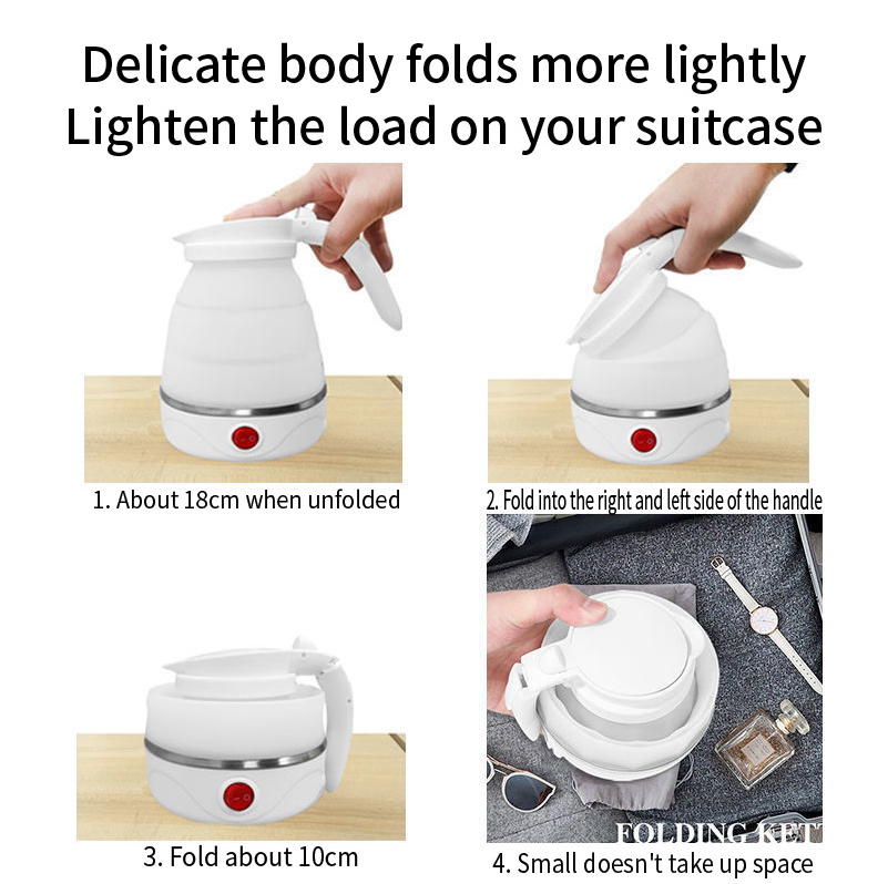 Factory Direct Sale 600ML Travel Folding Food Grade Silicone Portable Household Retractable Small Electric Kettle