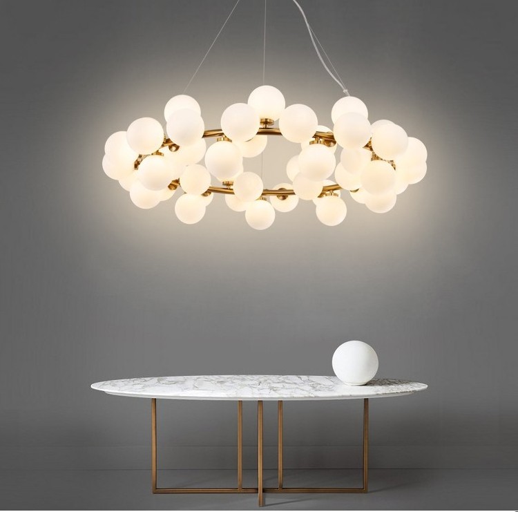 led circle pendant light bedroom dining room living room chandelier glass ball magic bean pendant light chandeliers