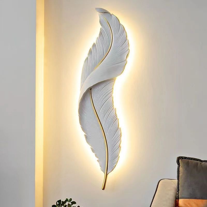 Modern light luxury living room TV background wall light Nordic bedroom bed decoration grille creative feather wall light