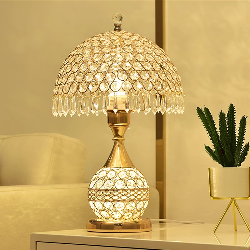 wholesale modern luxury indoor decor living room bedroom glass crystal usb rechargeable led table lamp