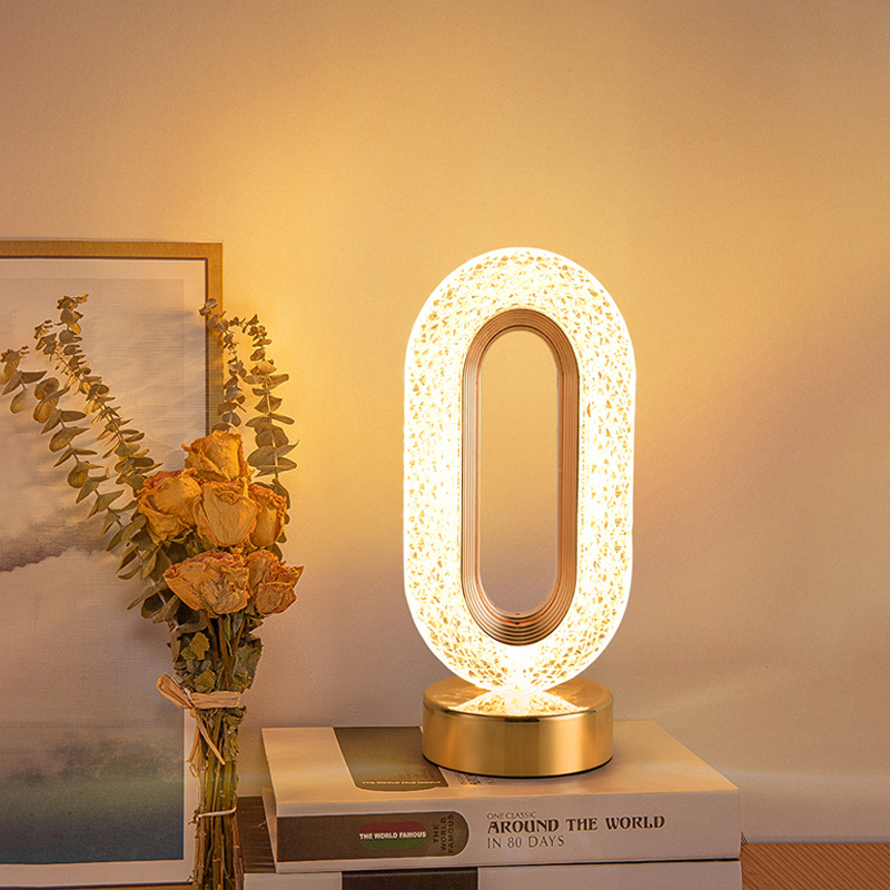 wholesale modern luxury indoor decor living room bedroom glass crystal usb rechargeable led table lamp