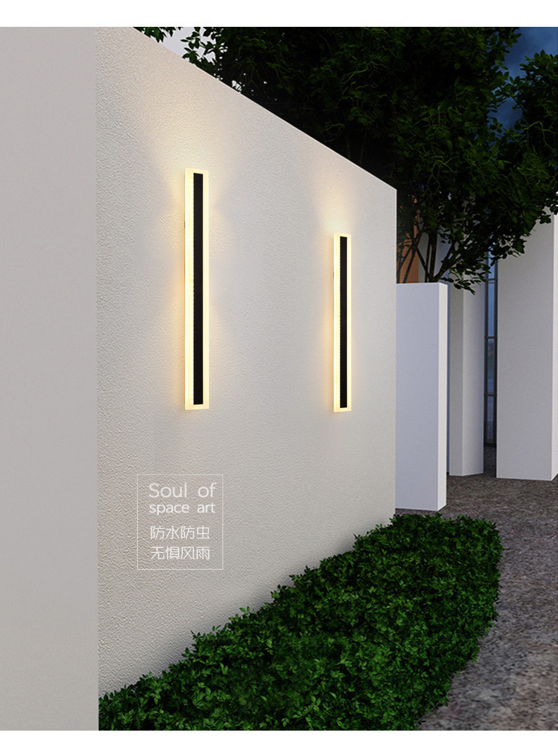 Modern outdoor long led wall lamp Nordic villa living room indoor bedroom bed minimalist light luxury acrylic light