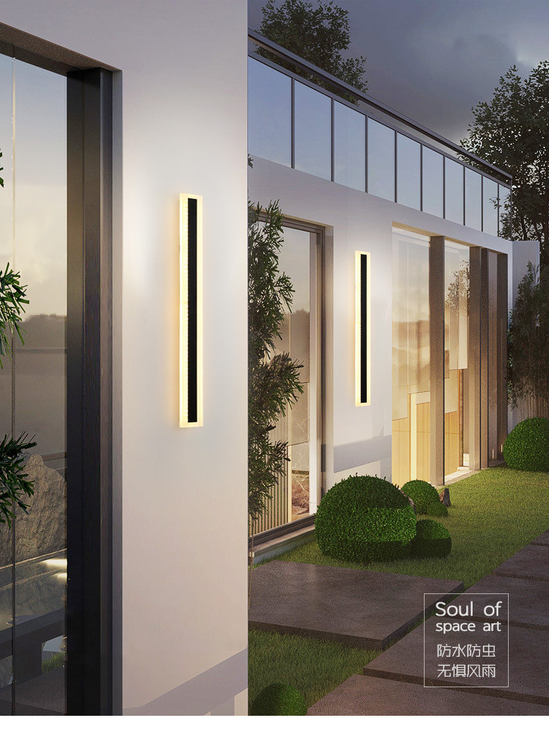 Modern outdoor long led wall lamp Nordic villa living room indoor bedroom bed minimalist light luxury acrylic light