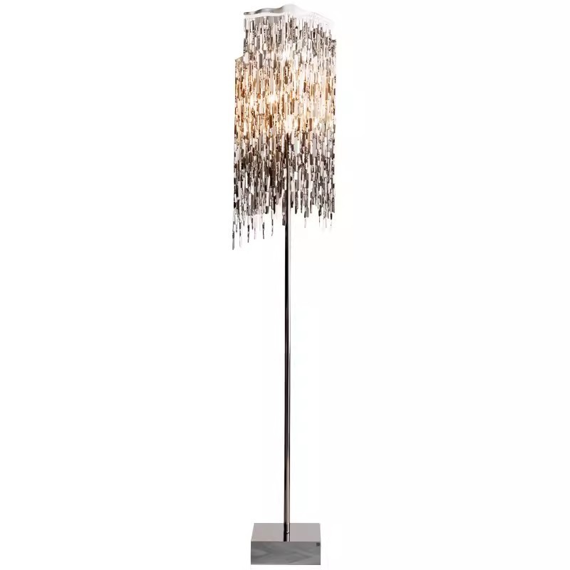 Stainless steel floor lamp post modern light luxury ins wind bedside lamp new living room bedroom floor sofa lamp