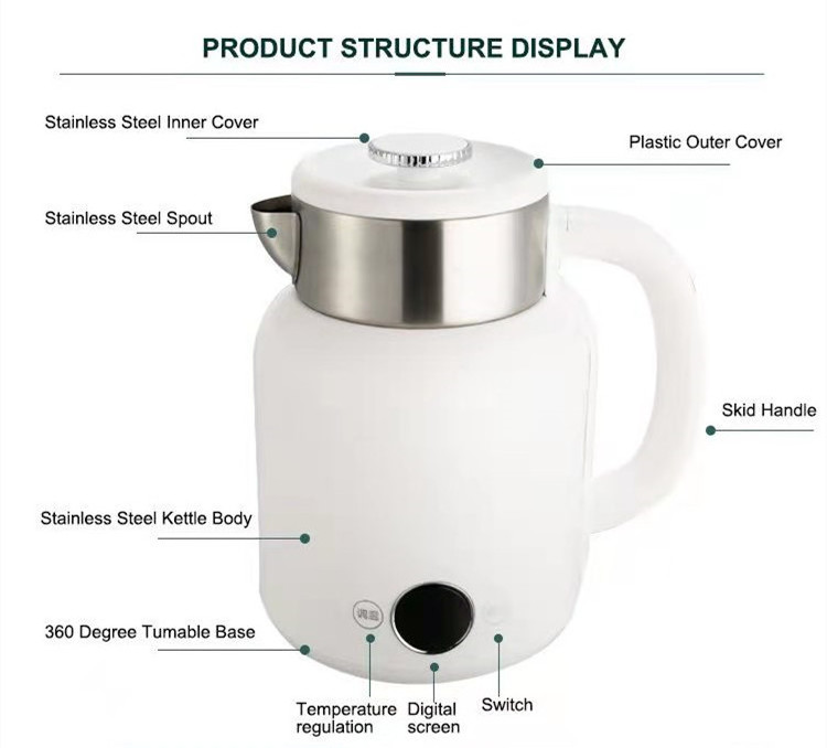 Electric Digital Kettle With Touch Screen Electric Pour Over Coffee Gooseneck Kettle Adjustable Temperature