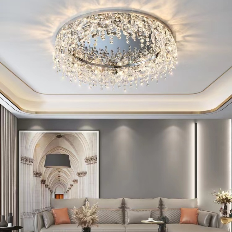 Modern Luxury LED Ceiling Light Dimmable Nordic Crystal Ceiling Lamps for Bedroom Dining Room