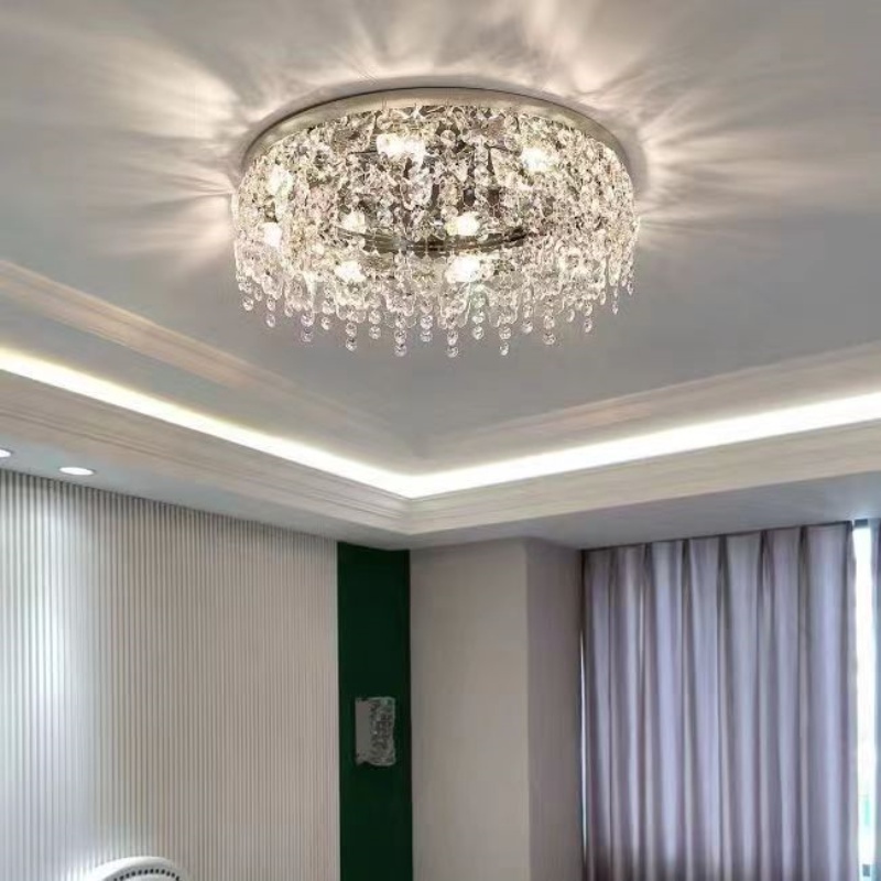 Modern Luxury LED Ceiling Light Dimmable Nordic Crystal Ceiling Lamps for Bedroom Dining Room