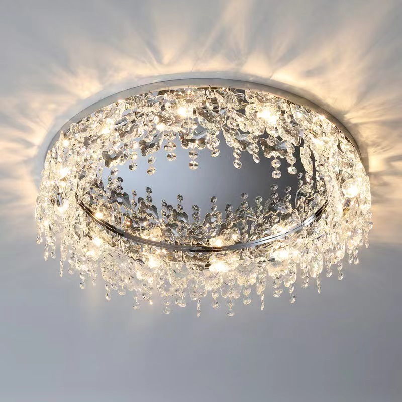 Modern Luxury LED Ceiling Light Dimmable Nordic Crystal Ceiling Lamps for Bedroom Dining Room