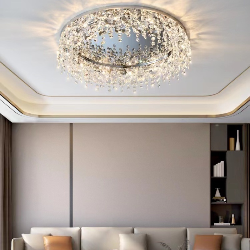 Modern Luxury LED Ceiling Light Dimmable Nordic Crystal Ceiling Lamps for Bedroom Dining Room