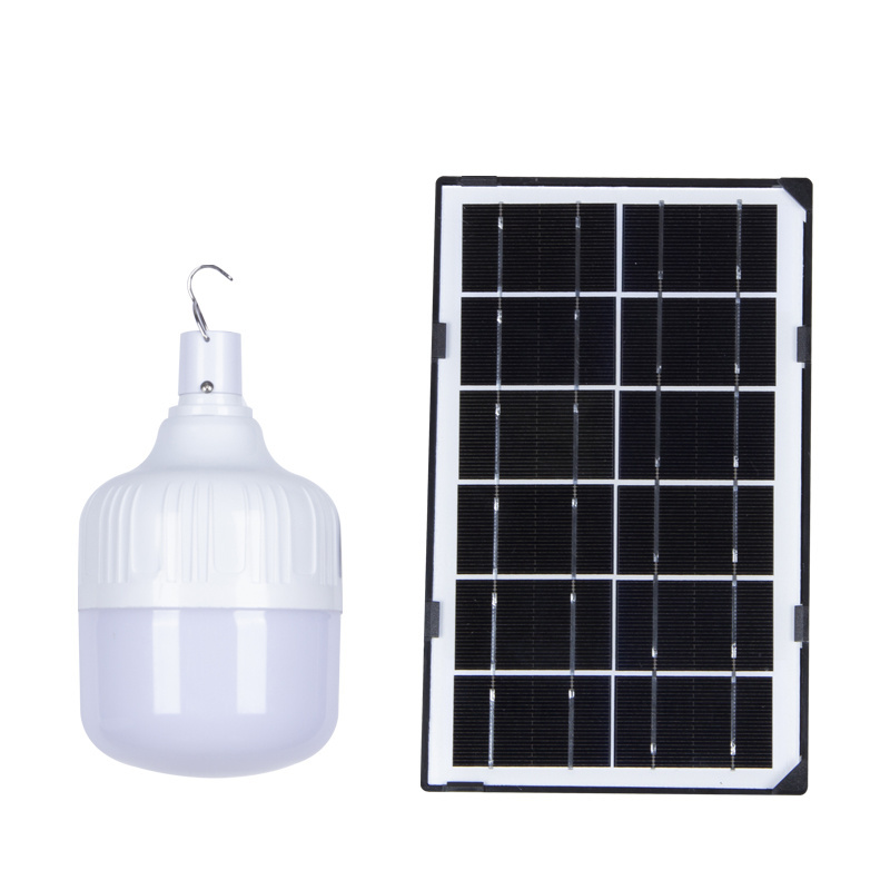 HUAPAI Good Quality Led Emergency Hanging Solar Power Charging Lamp Light Bulb 50 100 Watt Solar Led Bulb Light