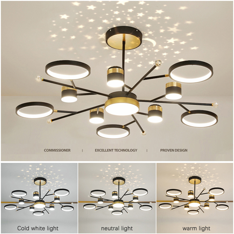 Starry Sky Lighting For Living Room Decor Bedroom Loft Dining Room Kitchen Island Nursery Modern Chandelier New LED Lamp Fixture