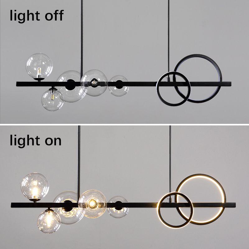 Nordic Ceiling Chandelier for Living Room Dining Kitchen Bar Modern Glass Ball Hanging Pendant Lights Interior Lighting Lamps