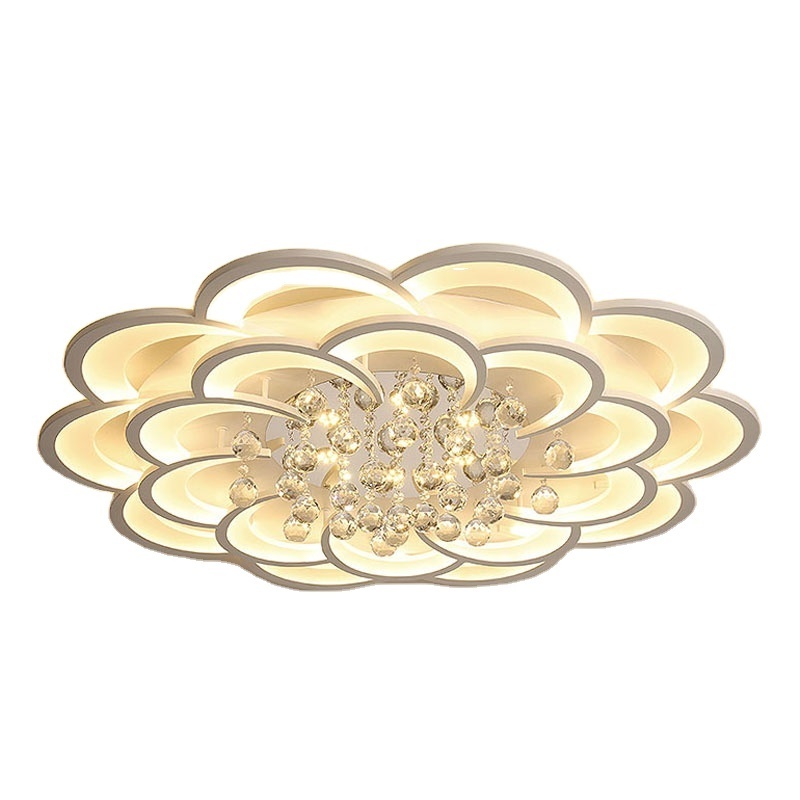 Modern Luxury LED Ceiling Light Crystal Chandelier Flower Shaped Crystal Hall Living Room Ceiling Light Bedroom Light