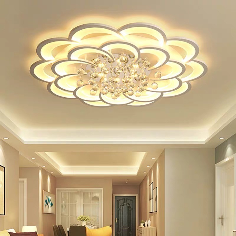 Modern Luxury LED Ceiling Light Crystal Chandelier Flower Shaped Crystal Hall Living Room Ceiling Light Bedroom Light