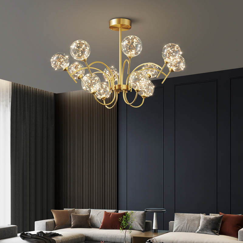 2023 Modern Led Glass Ball Pendant Lamp Nordic Luxury Brass Ceiling Lamp Living Room Bedroom Interior Decoration Light Fixture