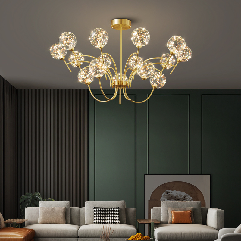 2023 Modern Led Glass Ball Pendant Lamp Nordic Luxury Brass Ceiling Lamp Living Room Bedroom Interior Decoration Light Fixture