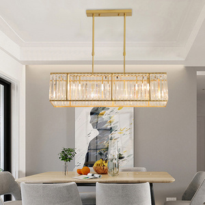 Led Crystal Chandelier For Dining Room Modern Rectangle Hanging Lamp Luxury Home Decor Lighting Fixture Gold/Black Kitchen Light