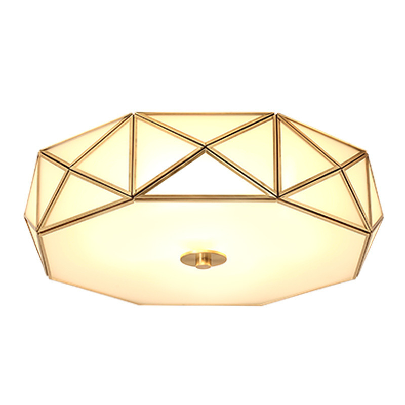 American Country Style Brass Lamp Modern Living Room Bedroom Balcony Hallway Brass Flush Mount Ceiling Light 2023