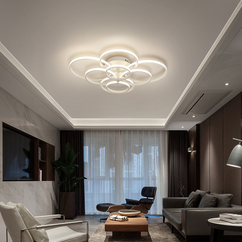 Modern Ceiling Light For Living Room Decorations Bedroom Loft LED Chandelier 2023 Brown Square Smart Lamp With Remote Dimmable