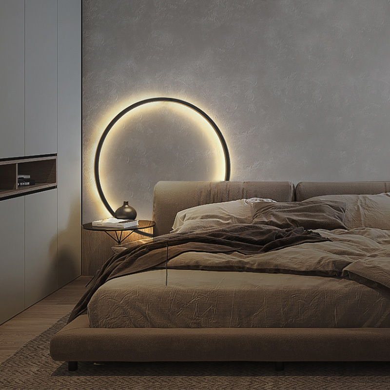 Modern Decor LED Wall Lamp For Bedroom Living Room Home Nordic Design Round Ring Indoor With USB Plug Wall Sconce Light Fixture