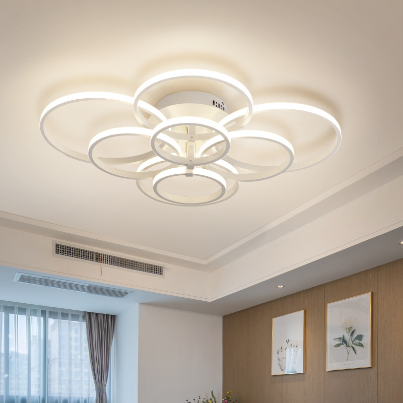 Modern Ceiling Light For Living Room Decorations Bedroom Loft LED Chandelier 2023 Brown Square Smart Lamp With Remote Dimmable