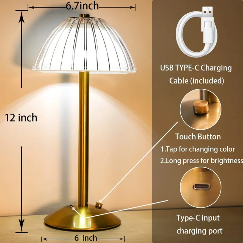 Crystal Table Lamp Touch Sensor Pumpkin LED Desktop Night Light Nordic Decoration Desk Lamps Bar Hotel Bedroom Bedside Lighting