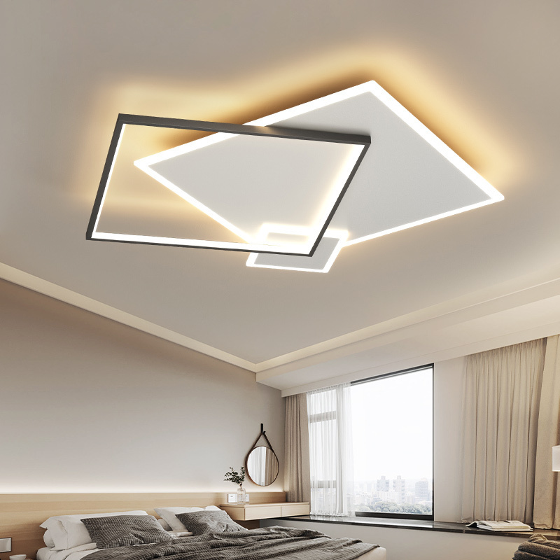 LED Chandelier For Living Room Dining Bedroom Children's Black Gold Modern Ceiling Lamp Square Indoor Smart Lighting Fixtures