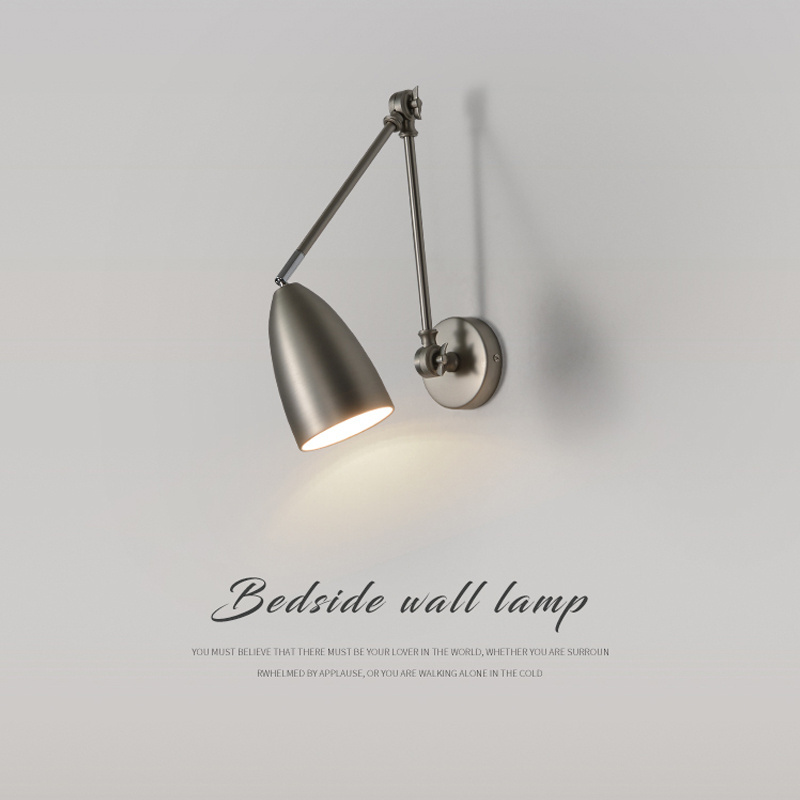 Modern Industrial Rotatable Adjustable Swing Arm Wall Lamp Hardware Nickel Black White Shading White Light Warm Light Wall Lamp