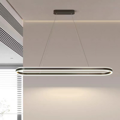 New Modern Aluminum Led Pendant Chandelier for Kitchen Island Bar Dining Table Office Matte Black Hanging Chandeliers Fixtures