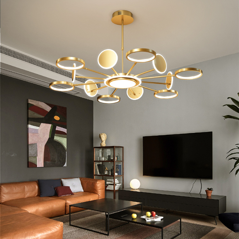 Modern Chandeliers For Living Room With Remote Control Black Gold Bedroom Loft Kitchen Home Decor Led Ceiling Lighting Fixture