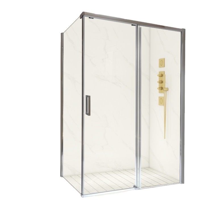 IGE Hotel Residential bathroom sliding glass Shower room frameless tempered glass 304 stainless steel accessory sliding