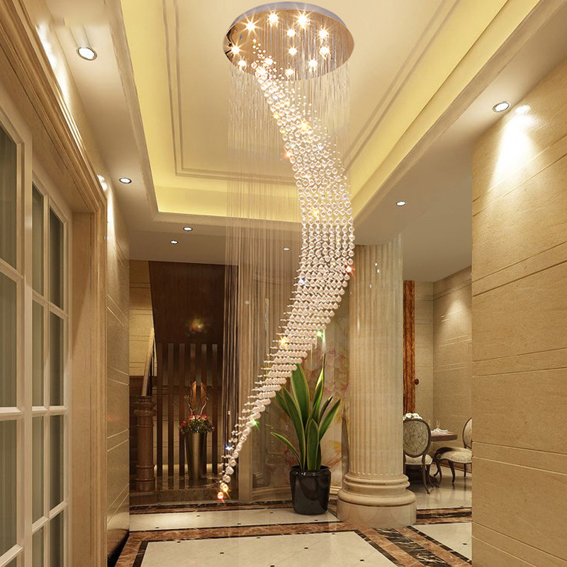 Home Hotel Entry Living Room Big Lighting Hanging Modern Pendant Lights Luxury Led Crystal Large Chandeliers For High Ceilings