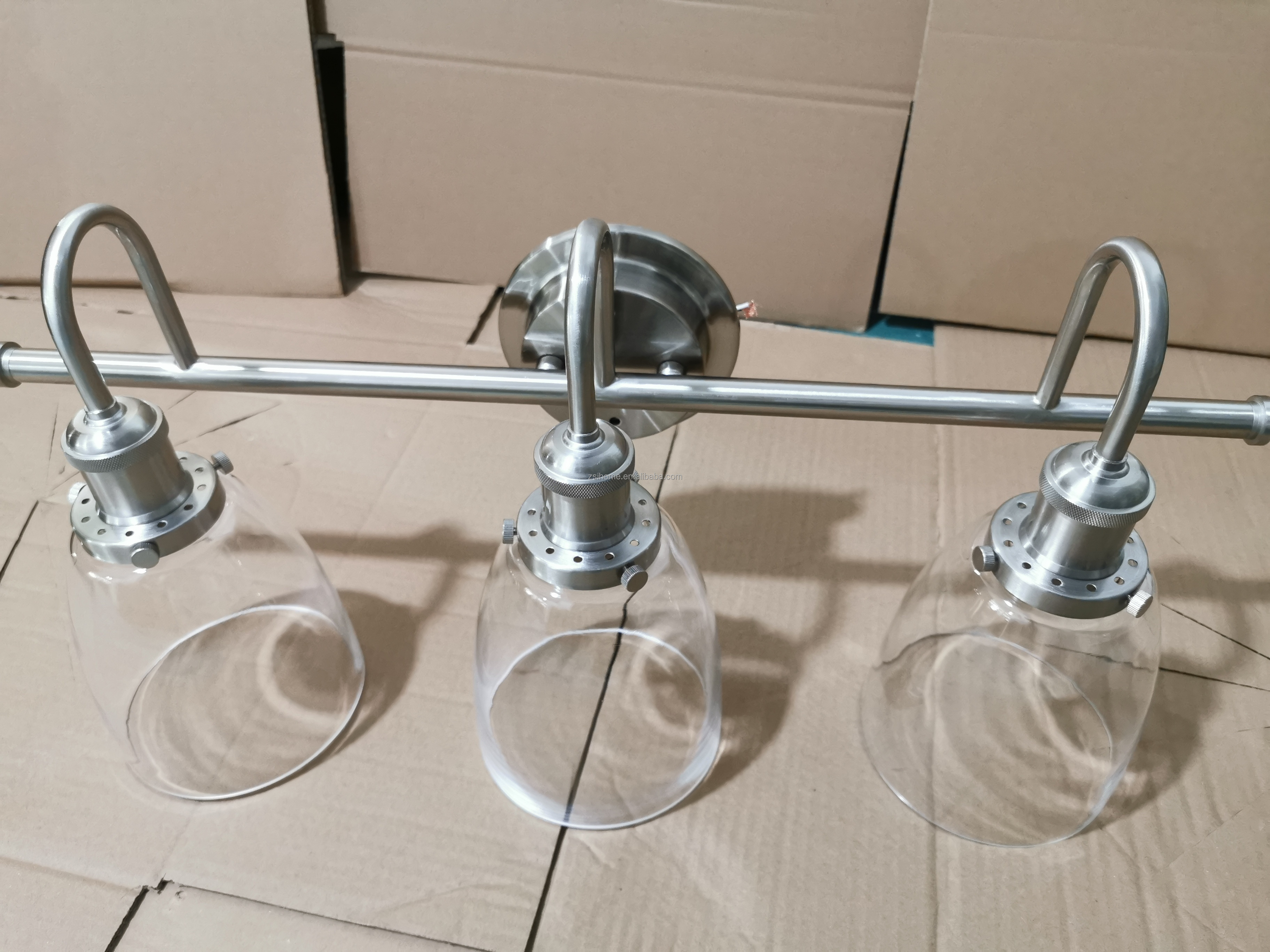 Bathroom Vanity Lighting Fixtures Brushed Stainless Glass Shade 3 Lamp Bulb Vanity Lights For Bathroom Brushed Nickel