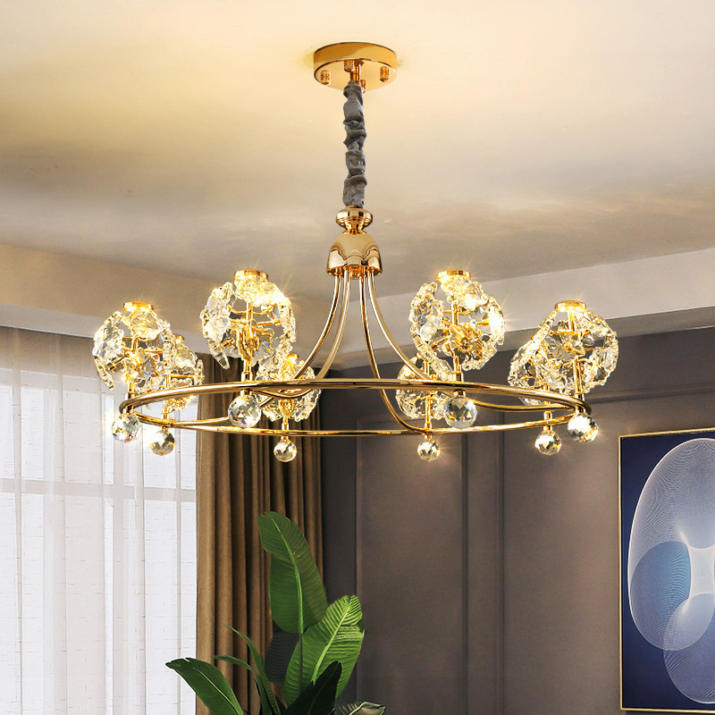 Modern Nordic Luxury Gold K9 Crystal Chandelier Lighting Crystal Chandelier Pendant Light For Dining Table