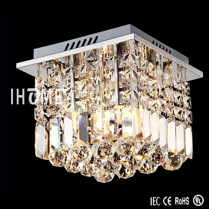 Shiny Crystal Semi Flush Mount Ceiling Light Fixtures For Dining Room Bedroom Hallway