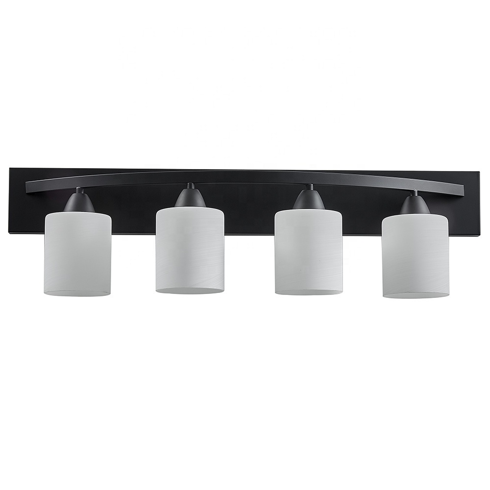 4 Light White Glass Shade Bathroom Vanity Lighting Fixtures Black Oil Rubbed Bronze Vanity Light For Bathroom