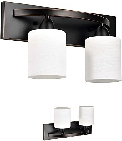 2 Light White Glass Shade Bathroom Vanity Lighting Fixtures Black Oil Rubbed Bronze Vanity Light For Bathroom