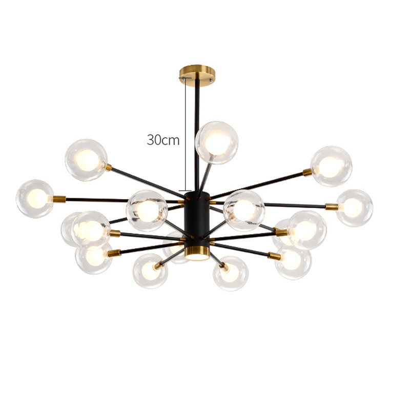 Modern Chandelier 6 Lights Brass Chandelier Semi Flush Mount Ceiling Light Mid Century Pendant Light