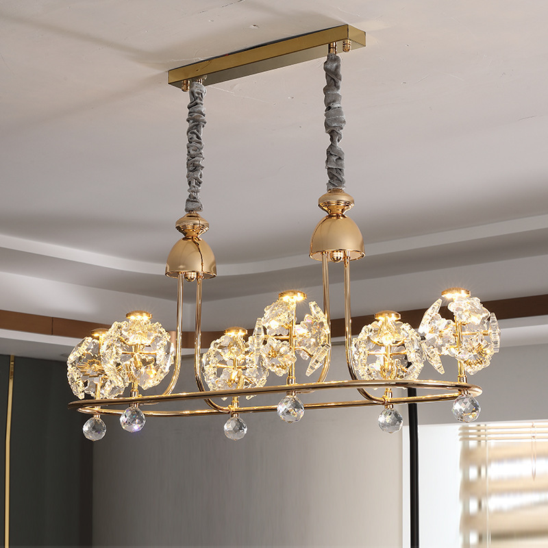 Modern Nordic Luxury Gold K9 Crystal Chandelier Lighting Crystal Chandelier Pendant Light For Dining Table