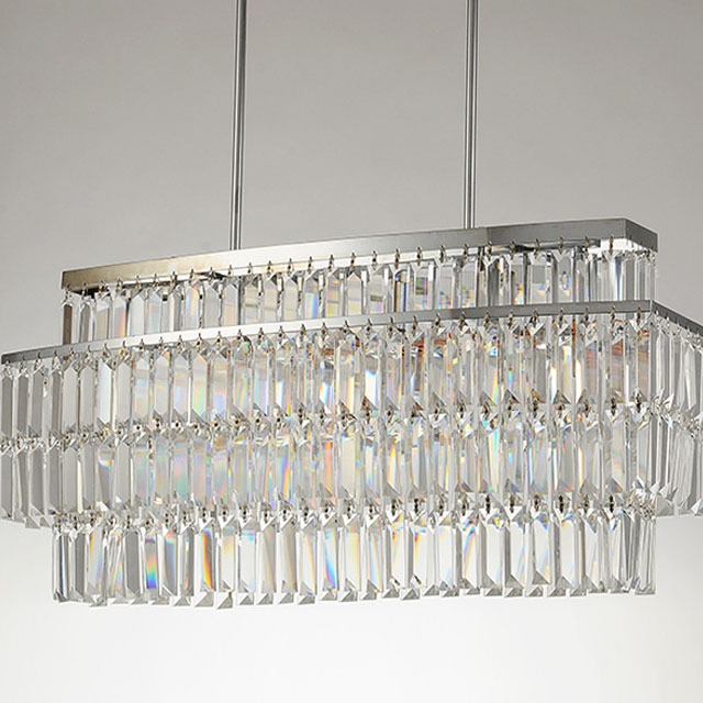 Luxury Contemporary Rectangular Island Crystal Chandelier Lighting Fixture