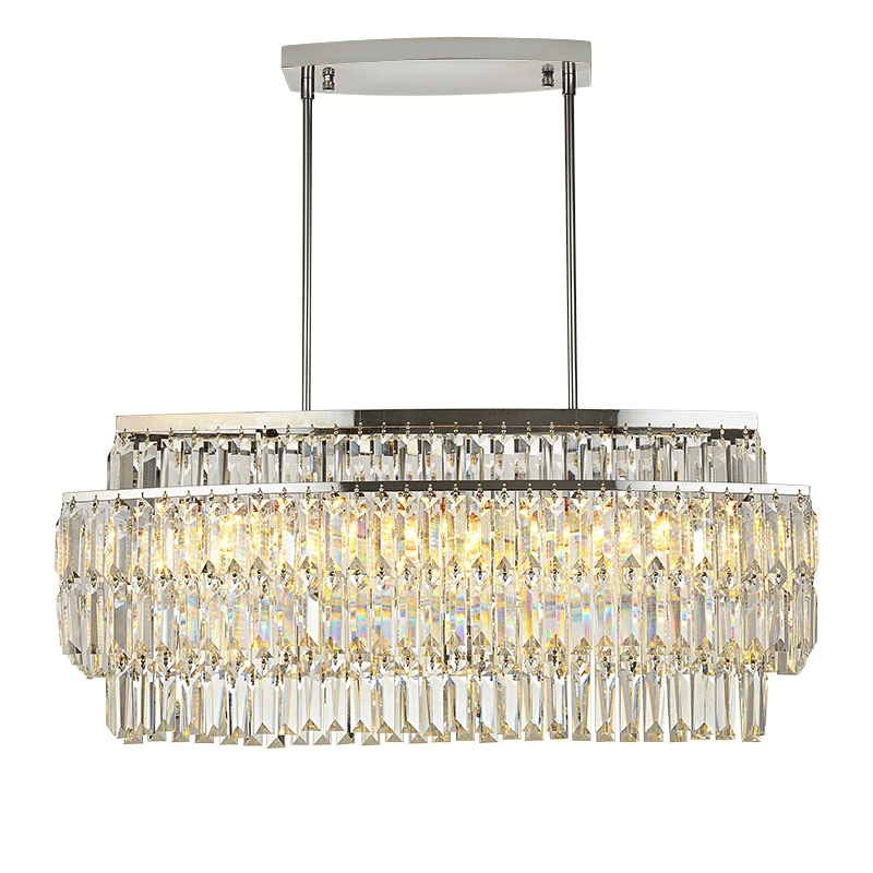 Luxury Contemporary Rectangular Island Crystal Chandelier Lighting Fixture