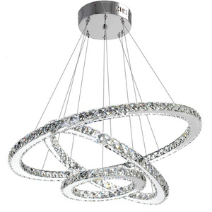 Modern Crystal Chandelier Lighting Ceiling Dining Room Living Room Chandeliers Contemporary Led Light Fixtures Hanging 3 Ring