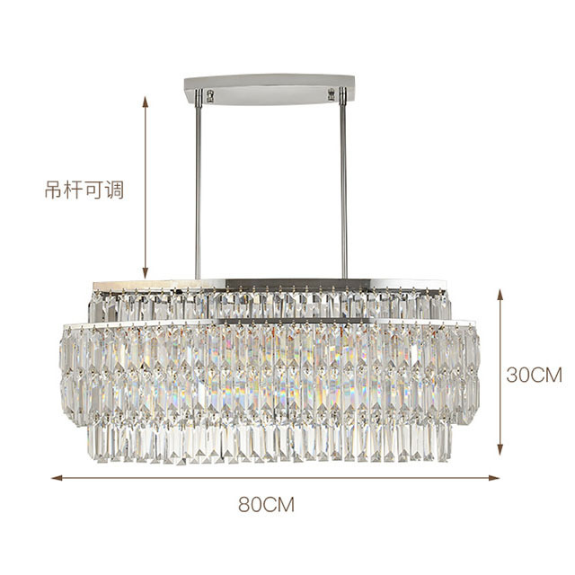 Luxury Contemporary Rectangular Island Crystal Chandelier Lighting Fixture