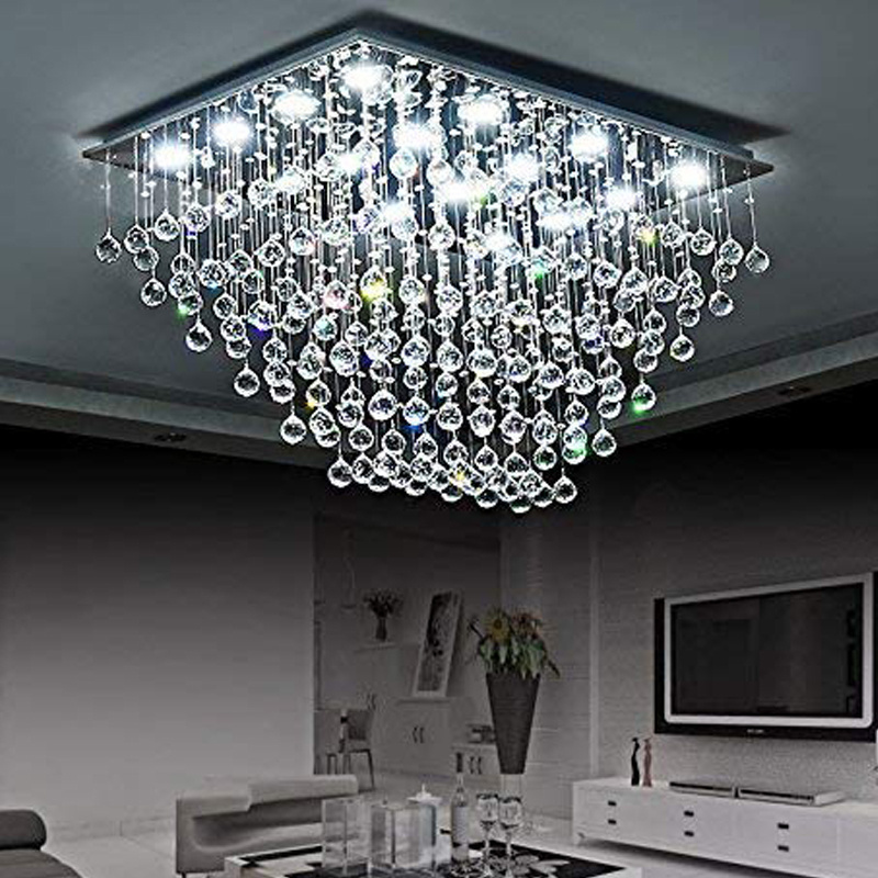 Modern Small Diamond Crystal LED Low Ceiling Mounted Crystal Chandelier For Corridor Bedroom