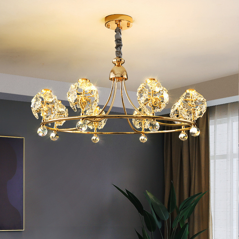 Modern Nordic Luxury Gold K9 Crystal Chandelier Lighting Crystal Chandelier Pendant Light For Dining Table